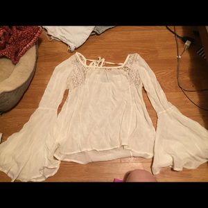 cream white long sleeved bell blouse
